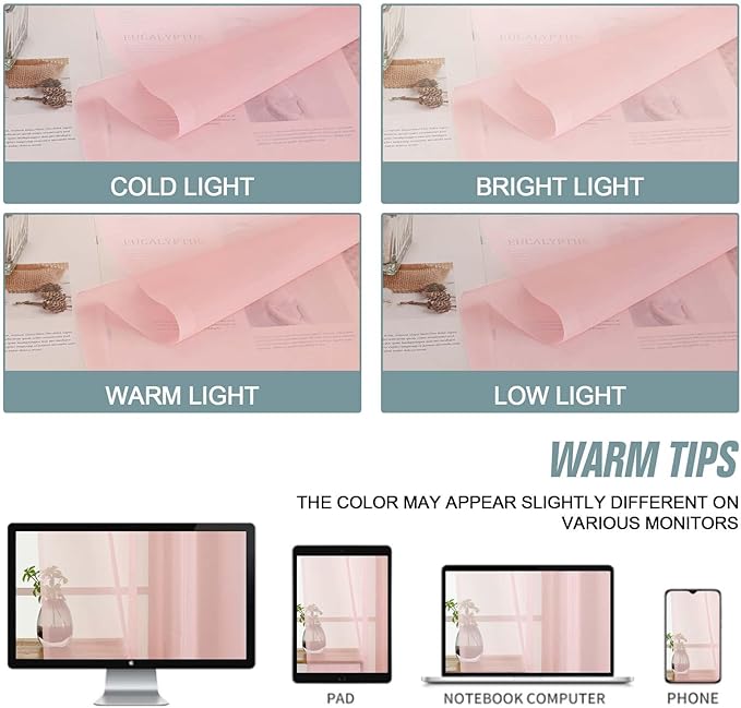 Blush Pink Window Sheer Curtains 54 inch Length, Soft Airy Light Filtering Sheer Curtain 2 Panels Set, Dual Rod Pocket Gauze Drapes for Living Room Bedroom, 2x42Wx54L Inches
