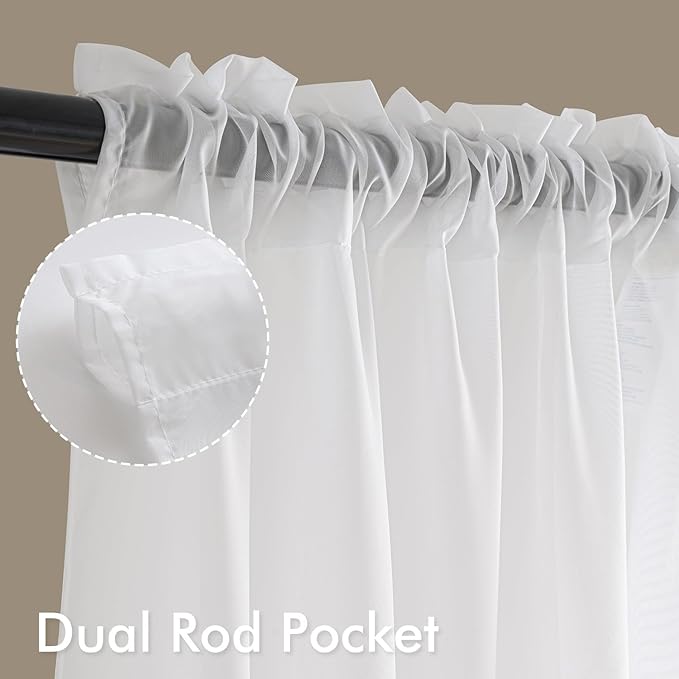 MIULEE White Sheer Curtains 102 Inches Long 4 Panels Set, Light Filtering Rod Pocket Drapes for Living Room and Bedroom, Airy Soft Breathable Voile Window Treatments, 42W x 102 Inches