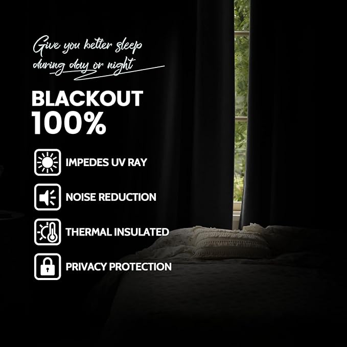 Yakamok Room Darkening 100% Blackout Curtains Grommet Window Treatments with 2 Thick Layers-Charcoal Grey Thermal Insulated Drapes Set of 2 Panels for Bedroom Living Room 38 Inches by 84 Inches Length