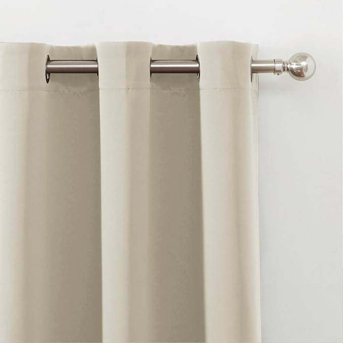 LEMOMO Blackout Curtains 66 x 54 Inch Long Light Beige Curtains Set of 2 Panels Room Darkening Curtains for Bedroom and Living Room