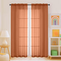 Orange Sheer Curtains for Window 72 inches Long 2 Panels Set, Soft Airy Modern Light Filtering Sheer Curtains for Living Room Bedroom, Dual Rod Pocket Solid Window Drapes, 2x42Wx72L inches