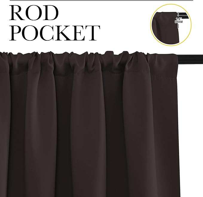 NICETOWN Blackout Curtains for Living Curtains, Toffee Brown, 2 Panels, 29 by 30, Room Darkening Window Curtain Panels, Easy-Care Solid Thermal Insulated Draperies/Drapes for Daughter Room