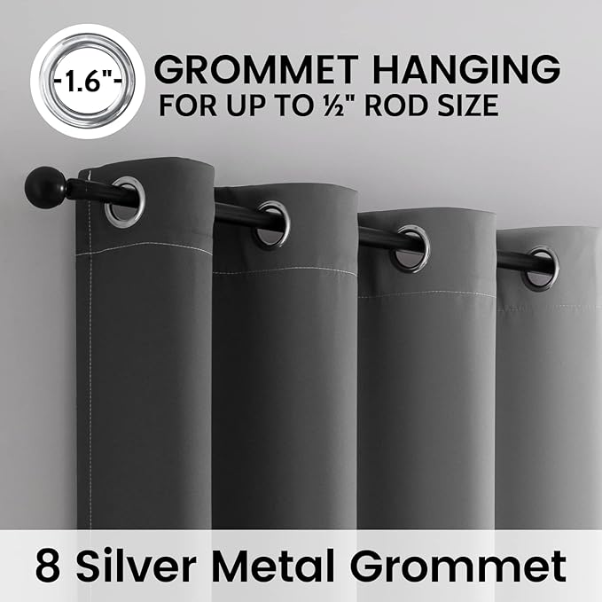 SimpleHome Blackout Curtains Ombre for Living Room,Room Darkening Grey Curtains Set of 2 Panels Thermal Insulated Bedroom Curtains，52 x 84 Inch
