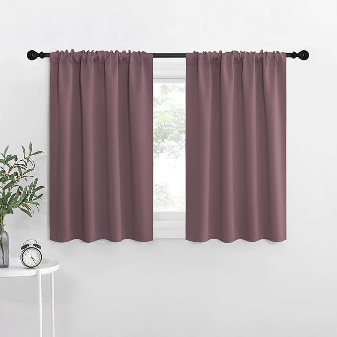 NICETOWN RV Blackout Curtains for Camper Windows, Dry Rose, 29" Wide by 40" Long, 2 PCs, Short Blackout Curtains & Drapes, Thermal Insulated Blackout Curtain Panels for Kids Room, Play Room