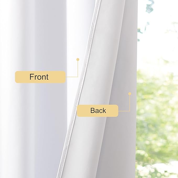 NICETOWN White Blackout Curtains 84 inches Long, Grommet 100% Blackout Window Treatments Heat Blocking Thermal Drapes for Bedroom/Living Room, W46 x L84, 2 Panels