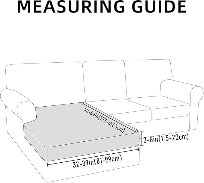 hyha Waterproof Sectional Couch Covers, Non Slip Sofa Couch Cushion Covers L Shape, Thick Stretch Jacquard Fabric, Washable Sofa Slipcovers with Elastic Bottom (1 Piece for Chaise, Beige)