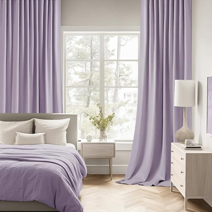 MIULEE Lilac Back Tab Blackout Curtains 120 Inch Long 2 Panels Set for Bedroom, Rod Pocket/Pinch Pleated Extra Long Thermal Insulated Living Room Darkening Light Blocking 10FT Drapes