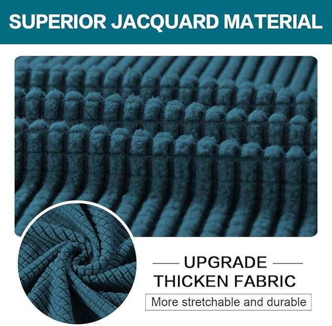 Turquoize 4 Piece Sofa Covers for 3 Cushion Couch Sofa Slipcover Soft Couch Cover for Dogs Washable Furniture Cover with 3 Individual Large Cushion Covers Feature Fabric (Large Sofa, Deep Teal)