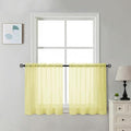Chyhomenyc Short Sheer Curtains 30 inch Length 2 Panels - Light Filtering Voile Rod Pocket Window Curtians for Bathroom Living Room Farmhouse Small Windows, 42Wx30L inches, Light Yellow