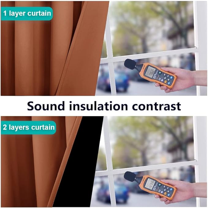 NICETOWN Full Shading Curtains for Windows, Super Heavy-Duty Black Lined Blackout Curtains for Bedroom, Privacy Assured Window Treatment (Burnt Orange, Pack of 2, 55 inches W x 102 inches L)