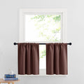 RYB HOME Blackout Cafe Curtains 30 inch Length, Short Light UV Heat Blocking Energy Saving Privacy Curtain Tiers for Basement Bathroom Kitchen Window, Width 29 by Length 30, Chocolate Brown, 2 Panels