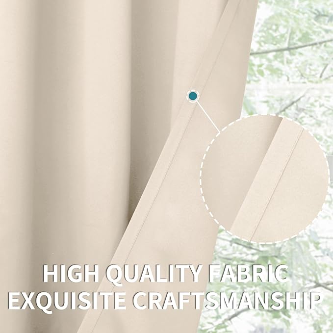 BGment Champagne Short Room Darkening Curtains for Small Windows, 38 x 54 Inch Thermal Insulated Tier Set of 2 Panels Sun Blocking Drapes for Kitchen Bedroom