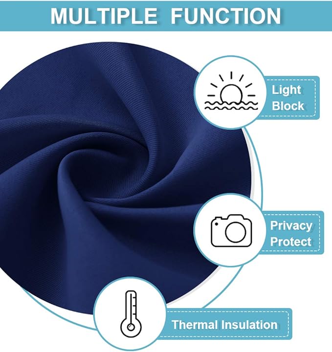 RYB HOME Blackout Curtains for Bedroom Living Room 72 inches Long, Thermal Insulated Privacy Rod Pocket Drapes for Nursery Office Home Theater, Width 42 by Length 72, Marine Blue, 2 Panels