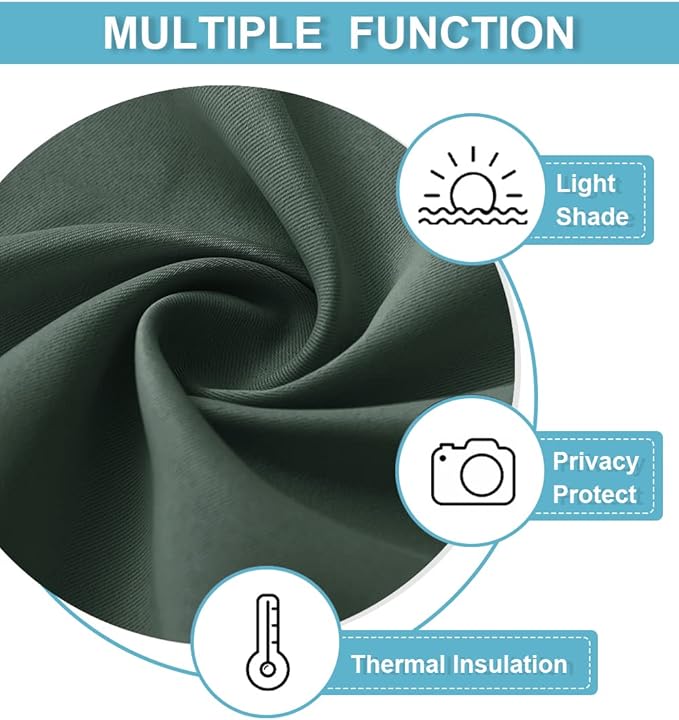 RYB HOME Kitchen Blackout Curtains Over Sink 36 inch Length, Rod Pocket Summer Light UV Blocking Energy Efficient, Cabinet Shelf Cupboard Coverings, Width 29 by Length 36, Dark Green, 2 Panels