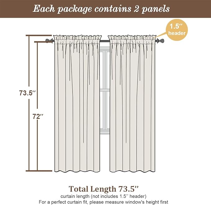 Chyhomenyc Sheer Curtains 72 Inch Length 2 Panels, Light Filtering Top Dual Rod Pocket Voile Window Curtain Drapes for French Door, Bedroom Living and Children Room, Each 42W x 72L, 2PCS, Blush Pink