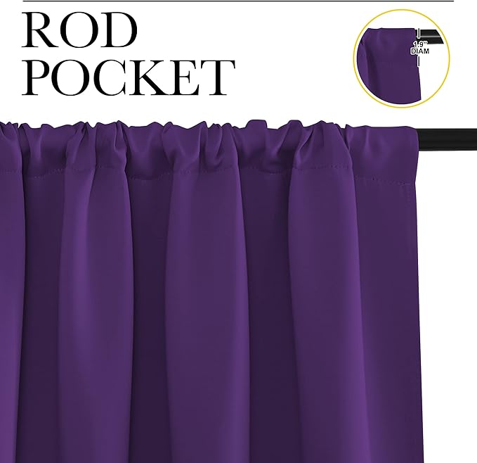 NICETOWN RV Blackout Curtains for Camper Windows, Royal Purple, 29" Wide by 40" Long, 2 PCs, Short Blackout Curtains & Drapes, Thermal Insulated Blackout Curtain Panels for Kids Room, Play Room