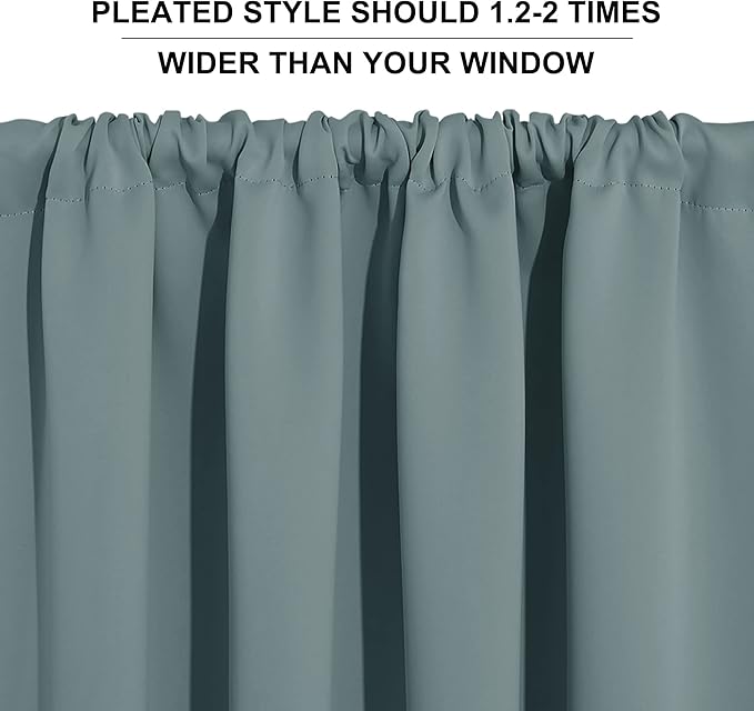 RYB HOME Blackout Curtains for Bedroom Living Room 63 inches Long, Thermal Insulated Privacy Rod Pocket Drapes for Nursery Office Home Theater, Width 42 by Length 63, Dusty Blue, 2 Panels