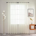 SpaceDresser Basic Rod Pocket Sheer Voile Window Curtain Panels White 1 Pair 2 Panels 60 Width 108 Inch Long for Kitchen Bedroom Children Living Room Yard(Ivory,60 W x 108 L)