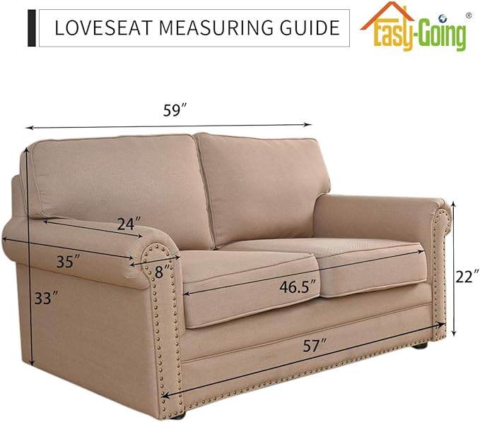 Easy-Going Stretch Loveseat Slipcover 1-Piece Sofa Cover Furniture Protector Couch Soft with Elastic Bottom for Kids Polyester Spandex Jacquard Fabric Small Checks (Loveseat, Orange)