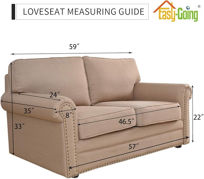 Easy-Going Reversible Loveseat Couch Cover for 2 Cushion Couch Sofa Cover for Dogs Water Resistant Furniture Protector with Foam Sticks Elastic Straps for Pet (Loveseat, Brown/Beige)