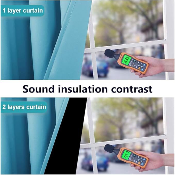NICETOWN 100% Blackout Blinds, Set of 2, 46" x 102", Teal Blue, Laundry Room Decor Window Treatment Curtains for Large Patio Sliding Door, Thermal Insulated Curtains for Bedroom