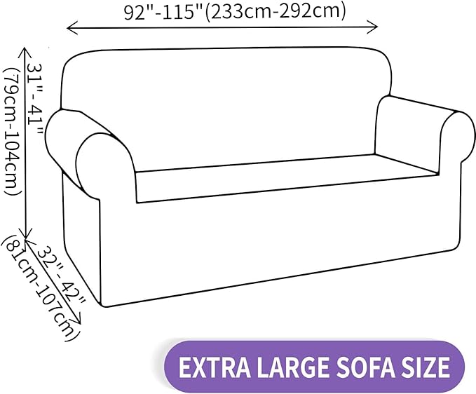 ZNSAYOTX Stretch Oversized Couch Cover Universal Sofa Covers for Living Room Dogs Pet Furniture Protector Spandex Extra Large Sofa Slipcovers with Anti Slip Foam Sticks (Light Grey, XL Sofa)