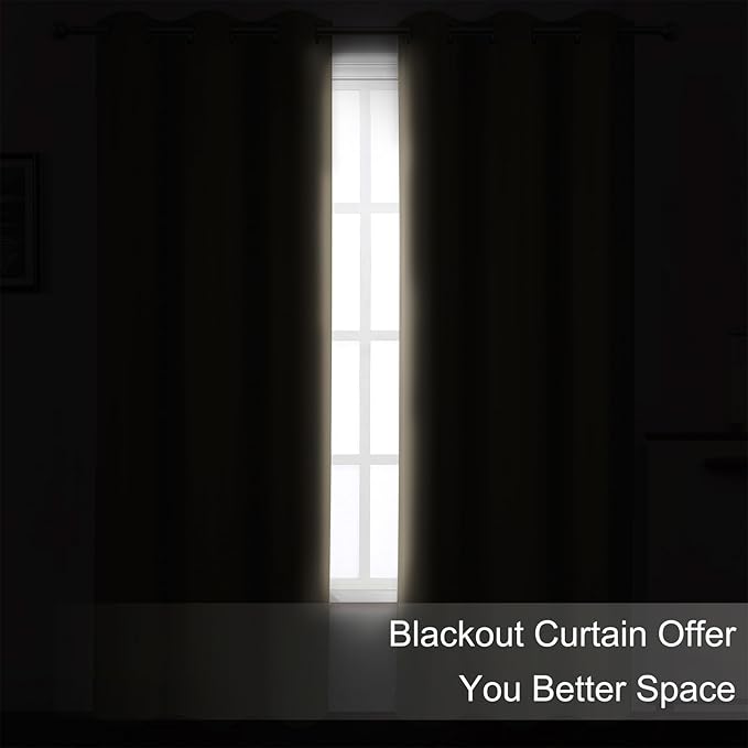LEMOMO Khaki Blackout Curtains 42 x 54 Inch Length Set of 2 Panels Grommet Bedroom Curtains for Living Room