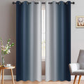 Yakamok Room Darkening Ombre Curtains 84 Inch Length, Navy Blue and Greyish White Thermal Insulated Gradient Color Curtains,Light Blocking Grommet Window Drapes for Bedroom,52 Inch Width,2 Panels