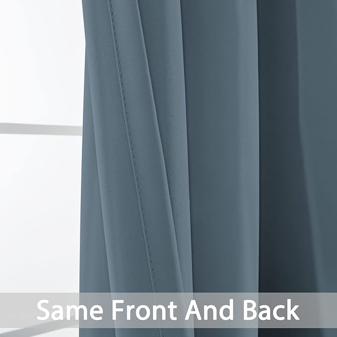 Yakamok Wide Thermal Blackout Patio Door Curtain Panel, Sliding Door Insulated Grommet Curtains, Extra Wide Curtains for Sliding Glass Door, Stone Blue, W70 x L84, 1 Panel