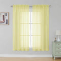 Simplebrand Light Yellow Sheer Curtains 63 Inch Length 2 Panels, Rod Pocket Solid Color Window Sheer Curtain Panels, Elegant Curtains & Drapes for Living Room, Bedroom 2 Panels (Ivory, 42" W x 63" L)