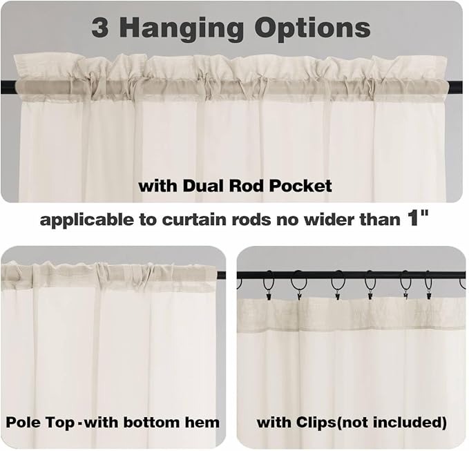 Chyhomenyc Extra Long Cream Sheer Curtains 108 Inches Long 2 Panels, Light Filtering Cream Curtains for Living Room, Soft Gentle Voile Rod Pocket Bedroom Window Drapes, 59Wx108L Inch, 9FT, 2PCS