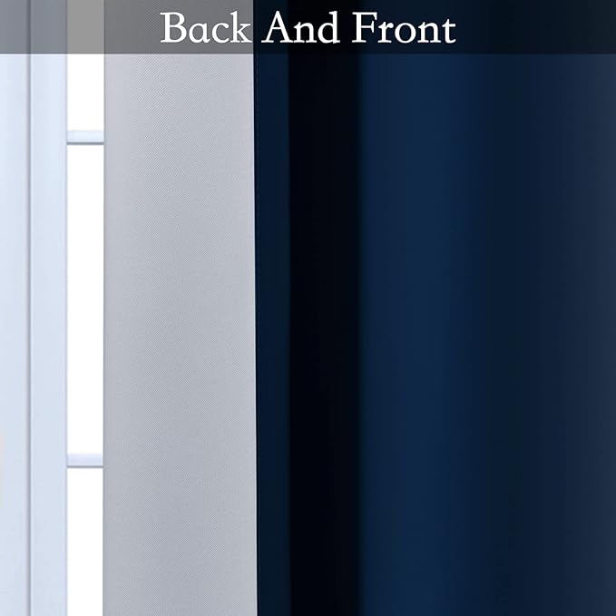 SimpleHome Ombre Room Darkening Curtains for Bedroom, Gradient Blue to Grey White Light Blocking Thermal Insulated Grommet Window Curtain/Drapes for Living Room,2 Panels, 52x54 inches Length