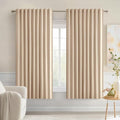 MIULEE Beige Back Tab Blackout Curtains 63 Inch Length 2 Panels Set for Living Room Bedroom Privacy, Rod Pocket/Pinch Pleat Thermal Insulated Room Darkening Pleated Light Blocking Drapes