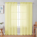 Simplebrand Light Yellow Sheer Curtains 72 Inches Long 2 Panels for Living Room, Rod Pockets Airy Window Treatments Voile Sheer Black Curtains Panels Lightweight for Front Back Patio Glass Door, 42" W