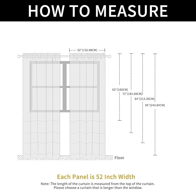 SpaceDresser Check Sheer Curtains 84 Inches Long for Living Room, Rod Pocket Plaid Semi Sheer Drapes for Kitchen Bedroom（White, 52W x 84L）