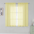 Simplebrand Light Yellow Short Sheer Curtains 45 Inch Length for Small Windows, Rod Pocket 2 Panels Set Solid Voile Drapes Window Sheer Curtains for Bedroom Bathroom Kids Room Kitchen, 42x45 Inch