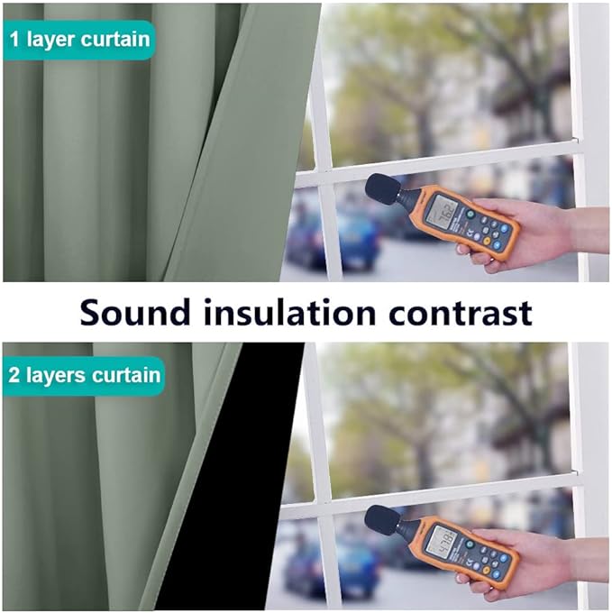 NICETOWN 100% Blackout Window Curtain Panels, Full Light Blocking Drapes with Black Liner for Nursery, 78-inch Drop Thermal Insulated Draperies (Greyish Green, 2 Pieces, 55-inch Wide Per Panel)