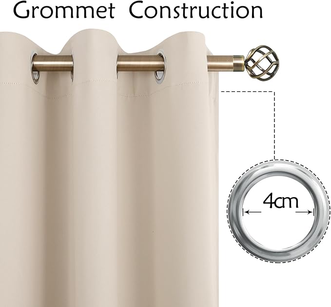BGment Champagne Short Room Darkening Curtains for Small Windows, 38 x 54 Inch Thermal Insulated Tier Set of 2 Panels Sun Blocking Drapes for Kitchen Bedroom