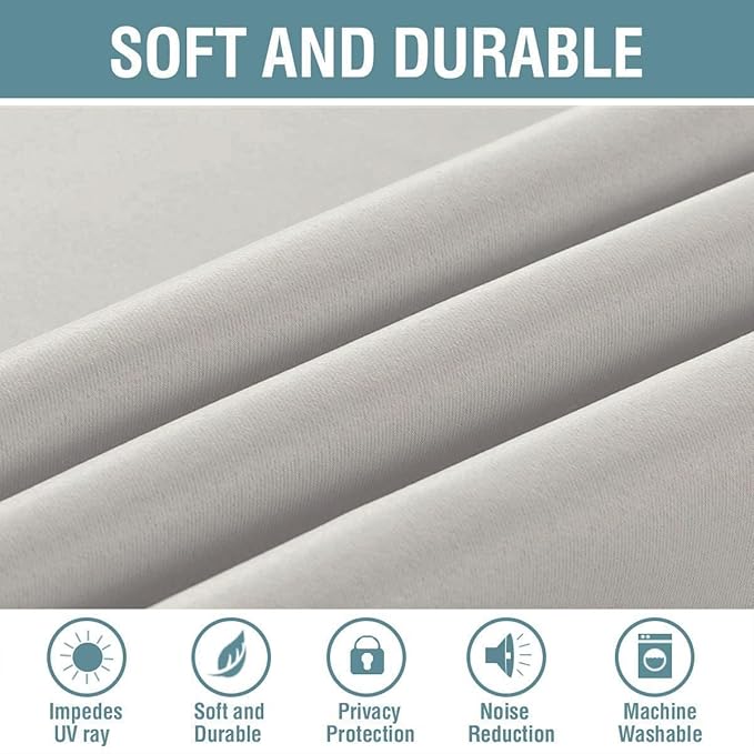 H.VERSAILTEX Blackout Curtain for Living Room Thermal Insulated Window Treatment Curtain Extra Long 84 inch Length Energy Saving Solid Grommet Top Blackout Drape, One Panel, Stone, 52" W x 102" L