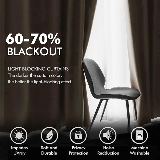 MIULEE 2 Panels Blackout Velvet Curtains Solid Soft Grommet Camel Beige Curtain Thermal Insulated Soundproof Room Darkening Black Out Curtains/Drapes/Panels for Living Room Bedroom 52 x 108 Inch
