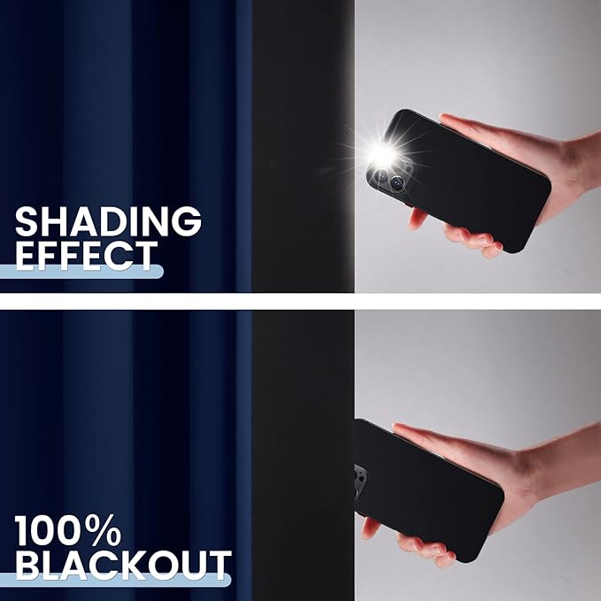 SimpleHome 100% Blackout Curtains for Bedroom,Thermal Insulated Grommet Window Drapes Room Darkening Navy Blue Curtains for Living Room with Black Back,52 x 84 Inch,2 Panels