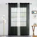 SpaceDresser Sheer Voile Window Treatment Rod Pocket Curtain Panels for Kitchen Bedroom Living Room Drapes Sunlight Filtering Privacy Semi Home Decor Assorted (Black, 52 W x 72 L)
