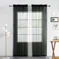 SpaceDresser Sheer Voile Window Treatment Rod Pocket Curtain Panels for Kitchen Bedroom Living Room Drapes Sunlight Filtering Privacy Semi Home Decor Assorted (Black, 52 W x 45 L)