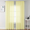 Chyhomenyc Sheer Curtains 90 inches Long 2 Panels - Light Filtering Soft Airy Solid Elegant Voile Window Treatment Drapes for Bedroom Living Room, 42Wx90L Inches, Light Yellow