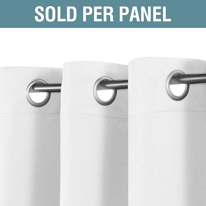 H.VERSAILTEX Pure White Curtain for Living Room Thermal Insulated Window Treatment Curtain Extra Long 108 inch Length Energy Saving Solid Grommet Top Room Darkening Drape, One Panel, 52" W x 108" L