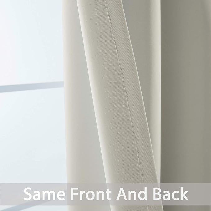 Yakamok Light Beige Room Darkening Thermal Insulated Light Blocking Blackout Curtains 84 inch Long Window Treatment Drapes for Living Room Bedroom (52Wx84L,Light Beige,2 Panels)