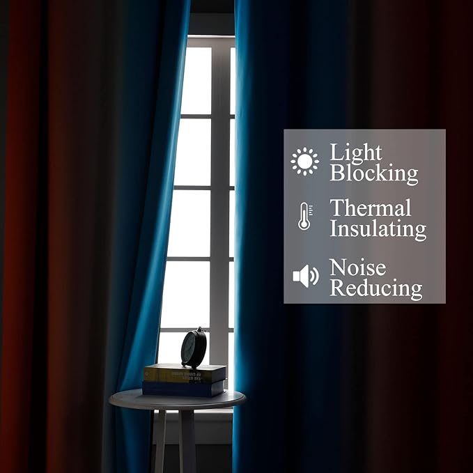 Ombre Orange and Blue Blackout Curtains 72 Inch Length 2 panels, Full Room Darkening Curtains for Bedroom, Thermal Insulated Gradient Drapes, Full Light Blocking Curtains with Grommet, 42x72 Inch