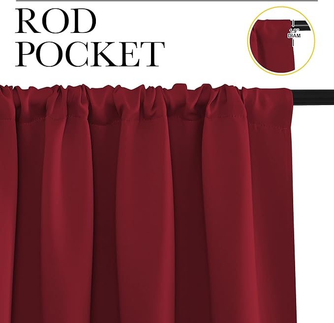 NICETOWN 20 inch Curtains for Small Windows, Thermal Insulated Privacy Short Drapes for Kitchen Bathroom (Set of 2, Burgundy Red, 29" Wide)