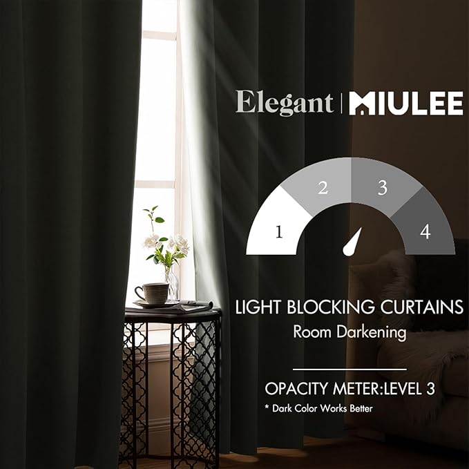 MIULEE Room Darkening Curtains Thermal Insulated Drapes Solid Window Treatment Set Grommet Top Light Blocking Blackout Curtain for Living Room/Bedroom 2 Panels 42 x 84 inch Sage Green