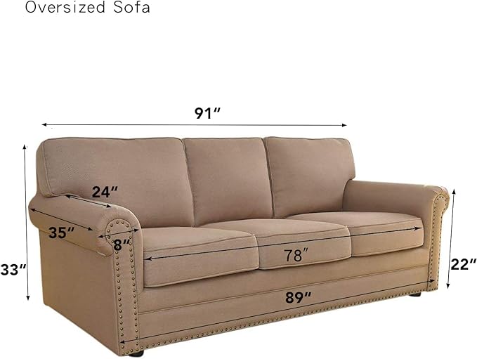 Easy-Going Stretch Oversized Sofa Slipcover 1-Piece Sofa Cover Furniture Protector Couch Soft with Elastic Bottom for Kids, Polyester Spandex Jacquard Fabric Small Checks Dark Green